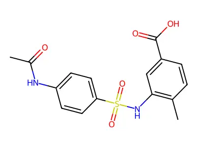 3-({[4-(Acetylamino)phenyl]sulfonyl}amino)-4-methylbenzoic acid structure