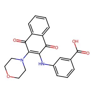 3-[[3-(4-Morpholinyl)-1,4-dioxo-2-naphthalenyl]amino]benzoic acid structure