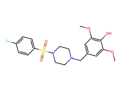 4-[[4-(4-Fluorophenyl)sulfonylpiperazin-1-yl]methyl]-2,6-dimethoxyphenol structure