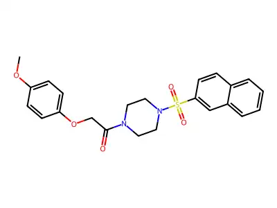 2-(4-Methoxyphenoxy)-1-(4-naphthalen-2-ylsulfonylpiperazin-1-yl)ethanone structure