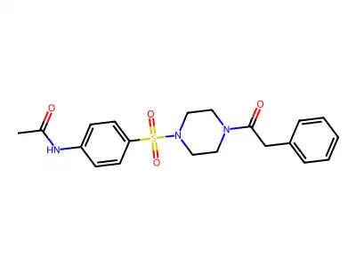 N-[4-[4-(2-phenylacetyl)piperazin-1-yl]sulfonylphenyl]acetamide structure