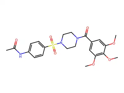 N-[4-[4-(3,4,5-trimethoxybenzoyl)piperazin-1-yl]sulfonylphenyl]acetamide structure