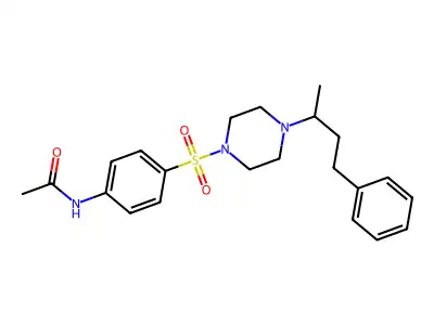 N-[4-[4-(4-phenylbutan-2-yl)piperazin-1-yl]sulfonylphenyl]acetamide structure