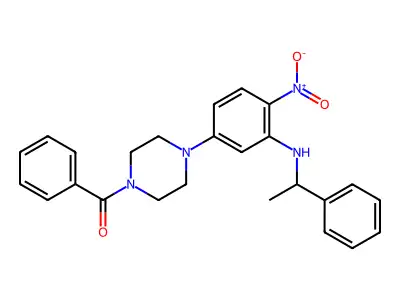 [4-[4-Nitro-3-(1-phenylethylamino)phenyl]piperazin-1-yl]-phenylmethanone structure