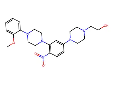 2-[4-[3-[4-(2-Methoxyphenyl)piperazin-1-yl]-4-nitrophenyl]piperazin-1-yl]ethanol structure