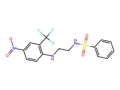 N-(2-{[4-nitro-2-(trifluoromethyl)phenyl]amino}ethyl)benzenesulfonamide structure