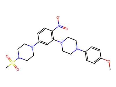 1-(4-methoxyphenyl)-4-[5-(4-methylsulfonylpiperazin-1-yl)-2-nitrophenyl]piperazine structure