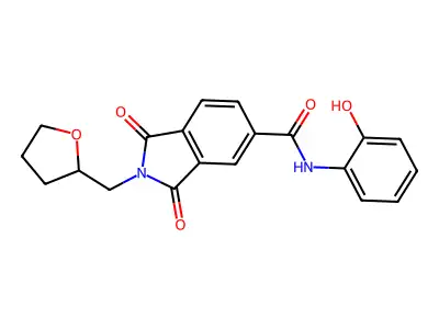 N-(2-hydroxyphenyl)-1,3-dioxo-2-(oxolan-2-ylmethyl)isoindole-5-carboxamide structure