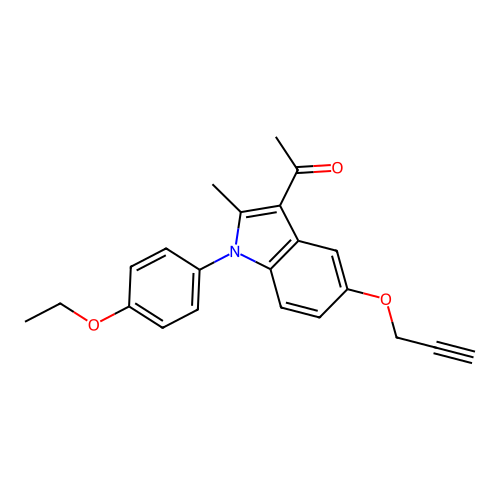 1-(1-(4-ethoxyphenyl)-2-methyl-5-(prop-2-yn-1-yloxy)-1H-indol-3-yl)ethanone structure