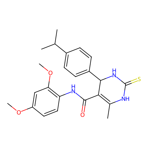 N-(2,4-dimethoxyphenyl)-4-(4-isopropylphenyl)-6-methyl-2-thioxo-1,2,3,4-tetrahydropyrimidine-5-carboxamide structure
