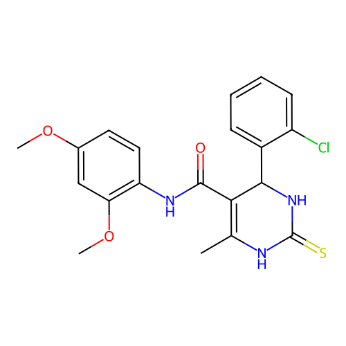 4-(2-CHLOROPHENYL)-N-(2,4-DIMETHOXYPHENYL)-6-METHYL-2-SULFANYLIDENE-1,2,3,4-TETRAHYDROPYRIMIDINE-5-CARBOXAMIDE structure