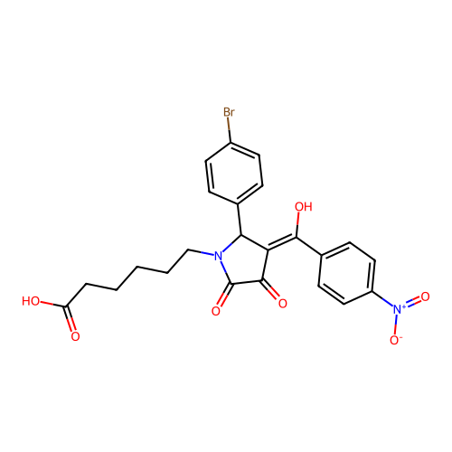 6-(2-(4-bromophenyl)-4-hydroxy-3-(4-nitrobenzoyl)-5-oxo-2,5-dihydro-1H-pyrrol-1-yl)hexanoic acid structure