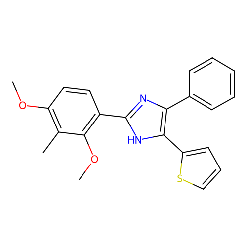 2-(2,4-dimethoxy-3-methylphenyl)-5-phenyl-4-(thiophen-2-yl)-1H-imidazole structure