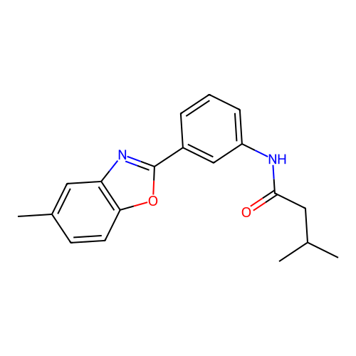 3-methyl-N-[3-(5-methyl-1,3-benzoxazol-2-yl)phenyl]butanamide structure