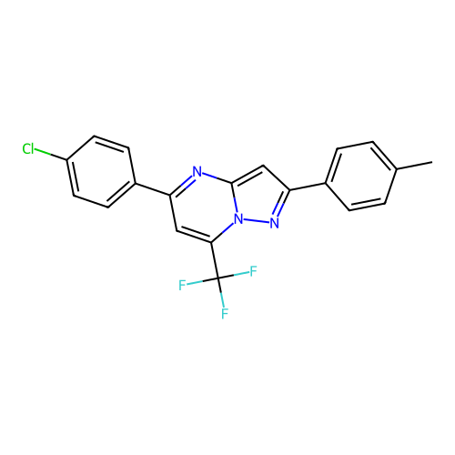 5-(4-chlorophenyl)-2-(4-methylphenyl)-7-(trifluoromethyl)pyrazolo[1,5-a]pyrimidine structure