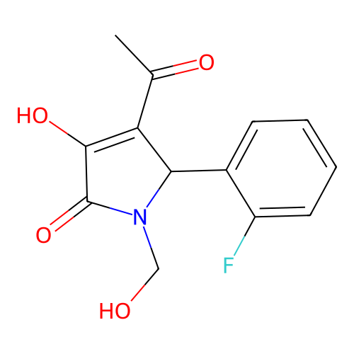 4-Acetyl-5-(2-fluoro-phenyl)-3-hydroxy-1-hydroxymethyl-1,5-dihydro-pyrrol-2-one structure