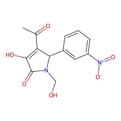 3-acetyl-4-hydroxy-1-(hydroxymethyl)-2-(3-nitrophenyl)-2H-pyrrol-5-one structure