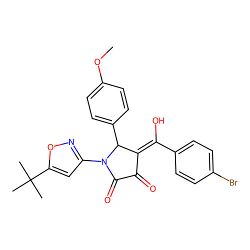 (4E)-4-[(4-bromophenyl)(hydroxy)methylidene]-1-(5-tert-butyl-1,2-oxazol-3-yl)-5-(4-methoxyphenyl)pyrrolidine-2,3-dione structure