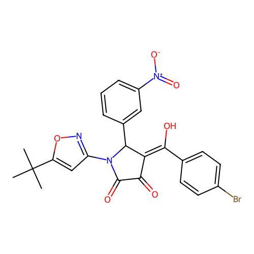 (4E)-4-[(4-bromophenyl)(hydroxy)methylidene]-1-(5-tert-butyl-1,2-oxazol-3-yl)-5-(3-nitrophenyl)pyrrolidine-2,3-dione structure