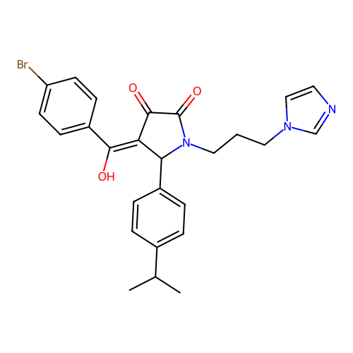 (4E)-4-[(4-bromophenyl)-hydroxymethylidene]-1-(3-imidazol-1-ylpropyl)-5-(4-propan-2-ylphenyl)pyrrolidine-2,3-dione structure