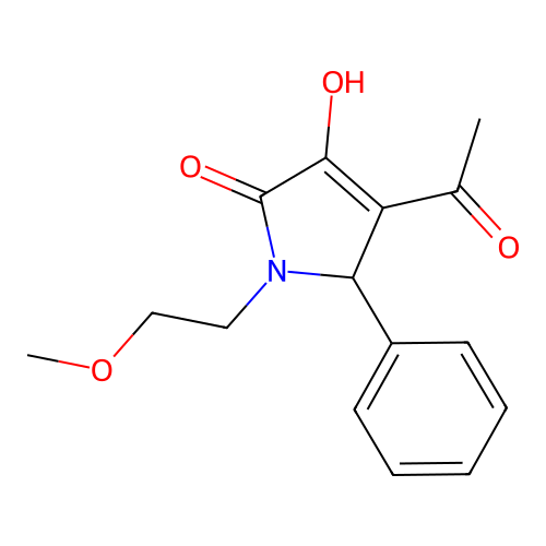 (4E)-4-(1-hydroxyethylidene)-1-(2-methoxyethyl)-5-phenylpyrrolidine-2,3-dione structure