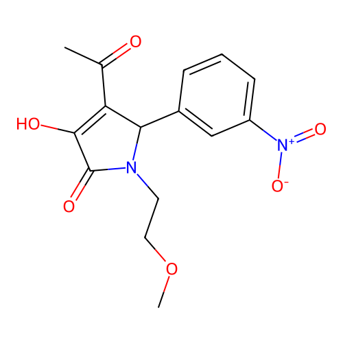 3-acetyl-4-hydroxy-1-(2-methoxyethyl)-2-(3-nitrophenyl)-2H-pyrrol-5-one structure