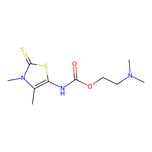 2-dimethylaminoethyl N-(3,4-dimethyl-2-sulfanylidene-1,3-thiazol-5-yl)carbamate structure