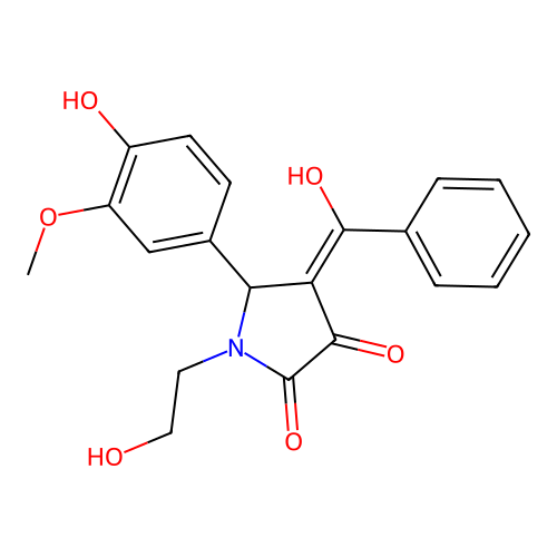 (4E)-1-(2-hydroxyethyl)-5-(4-hydroxy-3-methoxyphenyl)-4-[hydroxy(phenyl)methylidene]pyrrolidine-2,3-dione structure