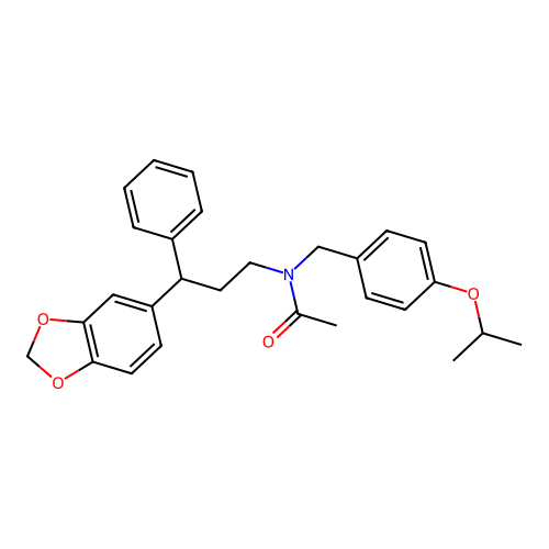 N-(3-(benzo[d][1,3]dioxol-5-yl)-3-phenylpropyl)-N-(4-isopropoxybenzyl)acetamide structure
