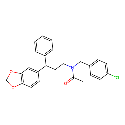N-[3-(1,3-benzodioxol-5-yl)-3-phenylpropyl]-N-(4-chlorobenzyl)acetamide structure