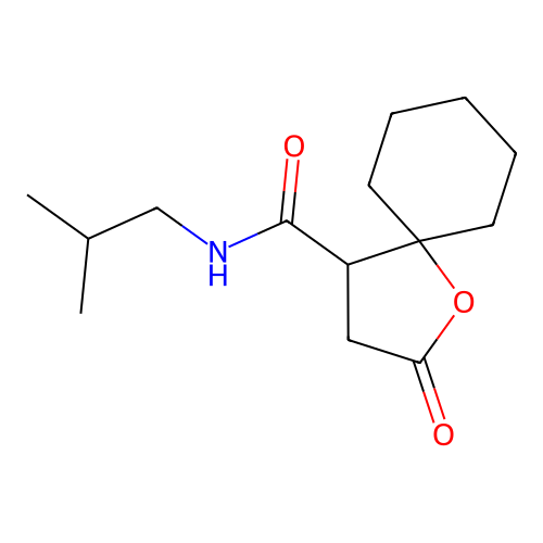 N-(2-methylpropyl)-2-oxo-1-oxaspiro[4.5]decane-4-carboxamide structure