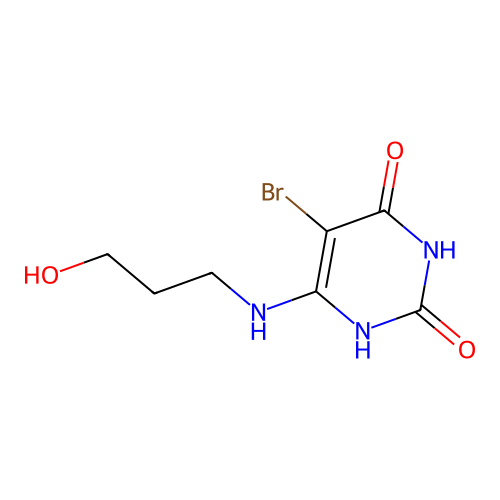 5-bromo-6-[(3-hydroxypropyl)amino]pyrimidine-2,4(1H,3H)-dione structure