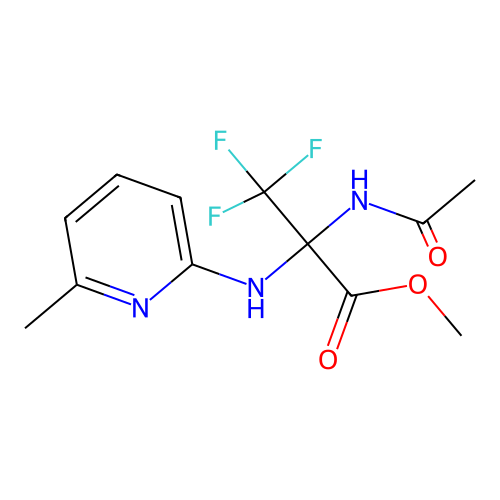 Methyl 2-acetamido-3,3,3-trifluoro-2-((6-methylpyridin-2-yl)amino)propanoate structure
