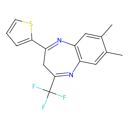 7,8-dimethyl-2-(thiophen-2-yl)-4-(trifluoromethyl)-3H-1,5-benzodiazepine structure