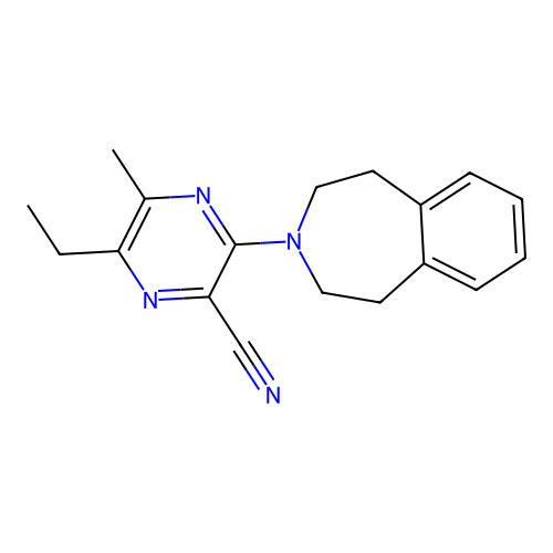 2-Pyrazinecarbonitrile, 6-ethyl-5-methyl-3-(1,2,4,5-tetrahydro-3H-3-benzazepin-3-yl)- structure