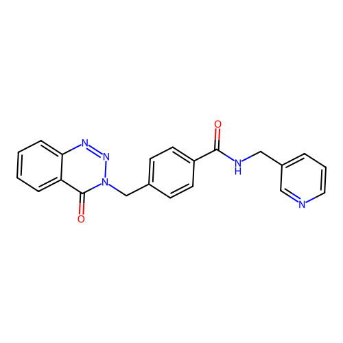 4-[(4-oxo-1,2,3-benzotriazin-3(4H)-yl)methyl]-N-(pyridin-3-ylmethyl)benzamide structure