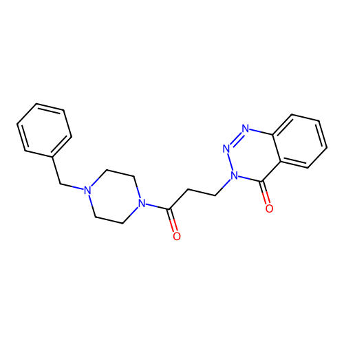 3-[3-(4-benzylpiperazin-1-yl)-3-oxopropyl]-1,2,3-benzotriazin-4(3H)-one structure
