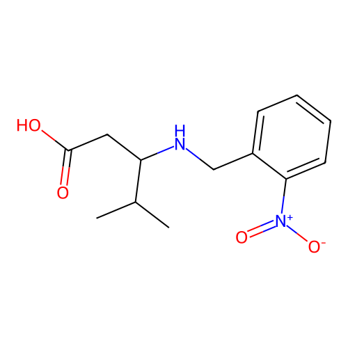 4-Methyl-3-[(2-nitrophenyl)methylamino]pentanoic acid structure