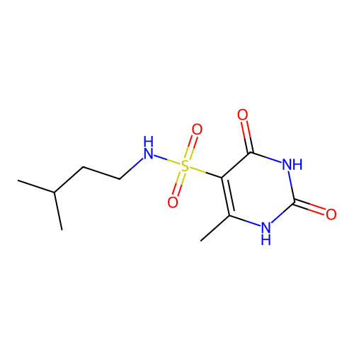 2-hydroxy-4-methyl-N-(3-methylbutyl)-6-oxo-1,6-dihydropyrimidine-5-sulfonamide structure