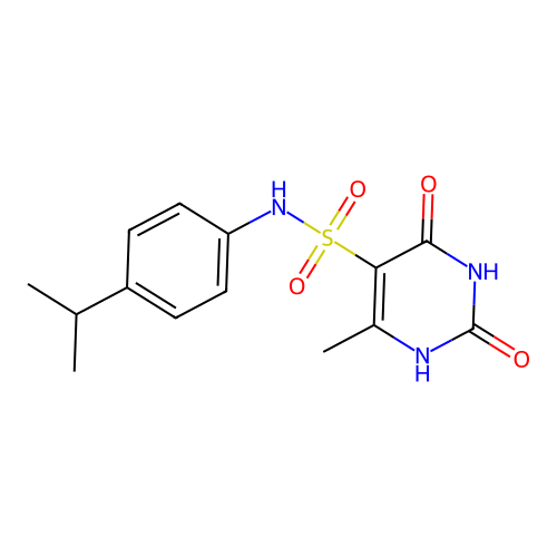 2-hydroxy-4-methyl-6-oxo-N-[4-(propan-2-yl)phenyl]-1,6-dihydropyrimidine-5-sulfonamide structure
