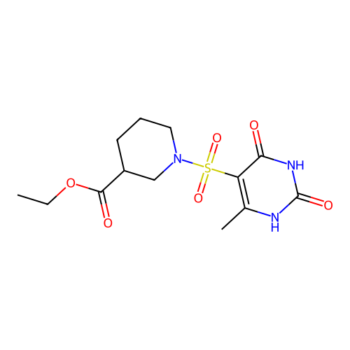Ethyl 1-[(2,4-dihydroxy-6-methylpyrimidin-5-yl)sulfonyl]piperidine-3-carboxylate structure