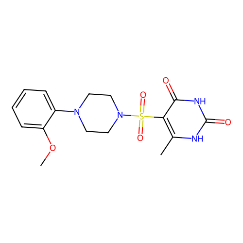 5-((4-(2-methoxyphenyl)piperazin-1-yl)sulfonyl)-6-methylpyrimidine-2,4(1H,3H)-dione structure