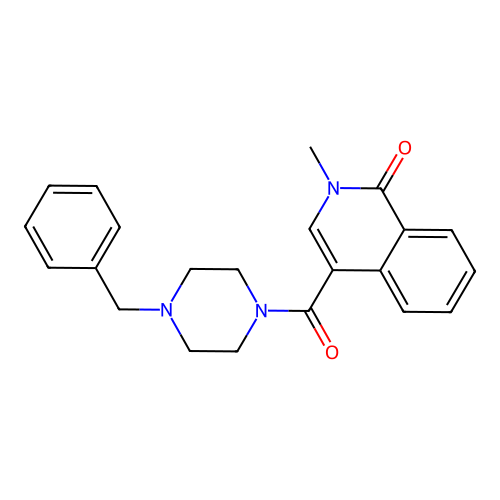 4-(4-benzylpiperazine-1-carbonyl)-2-methylisoquinolin-1(2H)-one structure