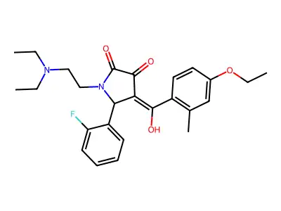 1-(2-diethylaminoethyl)-4-[(4-ethoxy-2-methylphenyl)-hydroxymethylidene]-5-(2-fluorophenyl)pyrrolidine-2,3-dione structure