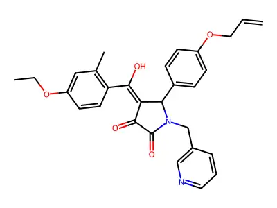 4-(4-ethoxy-2-methylbenzoyl)-3-hydroxy-5-[4-(prop-2-en-1-yloxy)phenyl]-1-[(pyridin-3-yl)methyl]-2,5-dihydro-1H-pyrrol-2-one structure