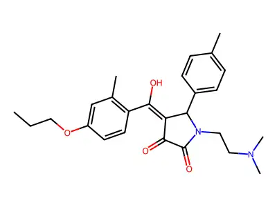 1-(2-dimethylaminoethyl)-4-[hydroxy-(2-methyl-4-propoxyphenyl)methylidene]-5-(4-methylphenyl)pyrrolidine-2,3-dione structure