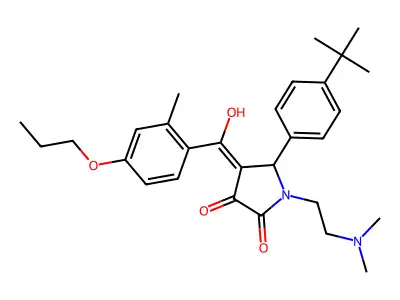 5-(4-tert-butylphenyl)-1-(2-dimethylaminoethyl)-4-[hydroxy-(2-methyl-4-propoxyphenyl)methylidene]pyrrolidine-2,3-dione structure