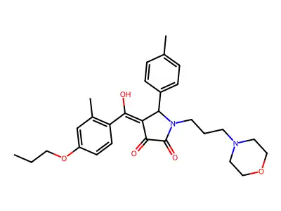 3-hydroxy-4-(2-methyl-4-propoxybenzoyl)-5-(4-methylphenyl)-1-[3-(morpholin-4-yl)propyl]-2,5-dihydro-1H-pyrrol-2-one structure