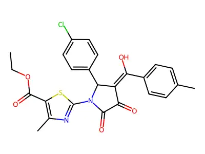 ethyl 2-[2-(4-chlorophenyl)-3-[hydroxy-(4-methylphenyl)methylidene]-4,5-dioxopyrrolidin-1-yl]-4-methyl-1,3-thiazole-5-carboxylate structure