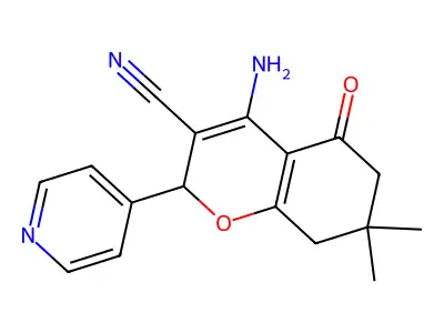 4-amino-7,7-dimethyl-5-oxo-2-pyridin-4-yl-6,8-dihydro-2H-chromene-3-carbonitrile structure